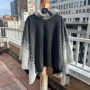 Artisan Created Felted Black/Grey/White Ombre Pancho